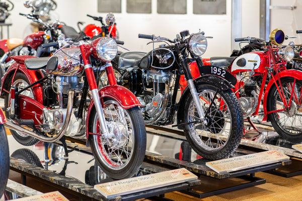 Horex Regine and Matchless G3L on display at the Haas Moto Museum. 